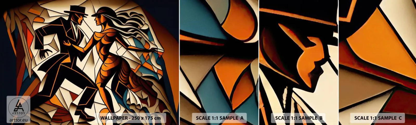 Échantillon De Papier Peint Standard Eco - Danse de passion et de volupté - Cubisme, Danse, Couple - 100x30 cm