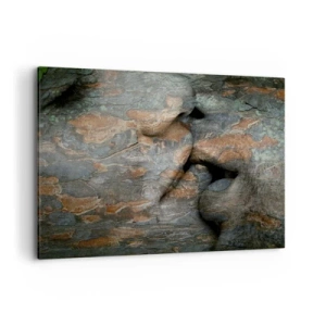 Impression sur toile - Image sur toile - Un motif artistique d'un visage sculpté dans la roche avec un effet de texture naturelle. - 100x70cm - Ensemble pour toujours - Décoration murale moderne pour le salon et la chambre ARTTOR