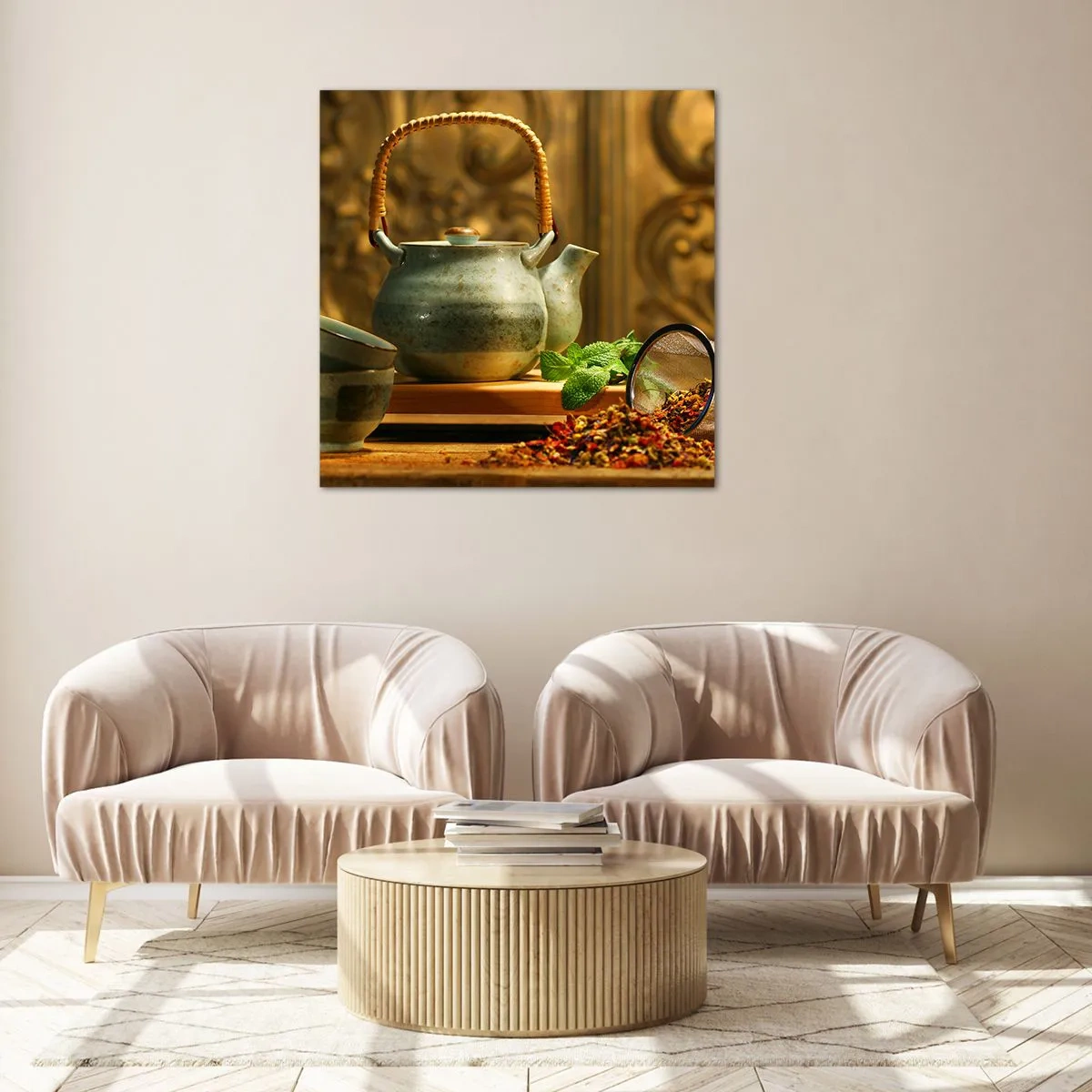 Impression sur verre - Image sur verre - Un traité sur la consommation de thé - 30x30 cm