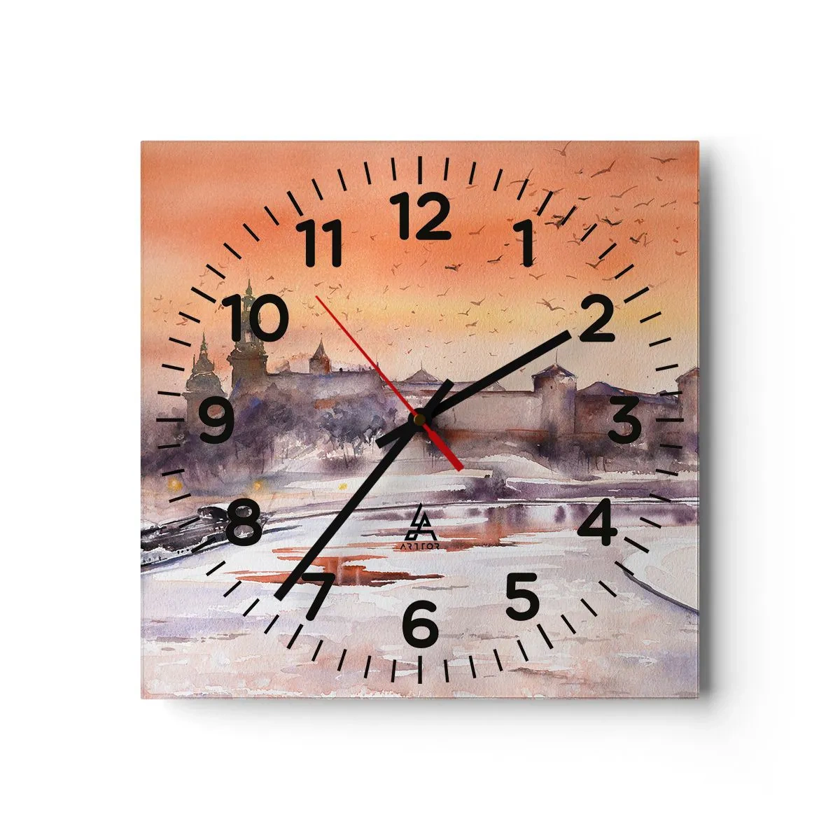 Horloge murale - Pendule murale - Coucher de soleil royal - 30x30 cm