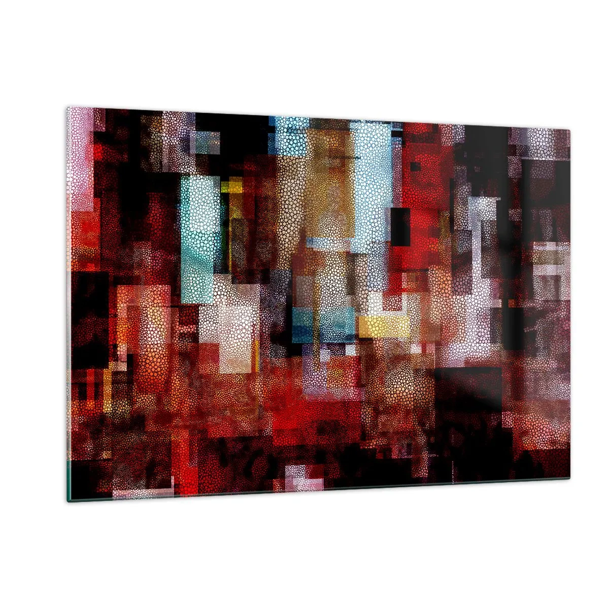 Impression sur verre - Image sur verre - Composition géométrique abstraite dans les tons de rouge - 120x80cm - Mélange de confusions - Décoration murale moderne pour le salon et la chambre ARTTOR