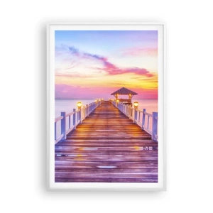 Affiche dans un cadre blanc - Poster - Le silence lilas-doré du soir - 70x100 cm