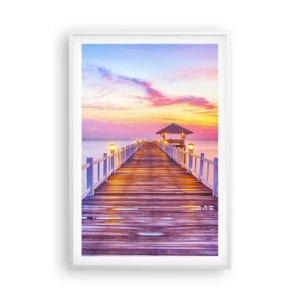 Affiche dans un cadre blanc - Poster - Le silence lilas-doré du soir - 61x91 cm