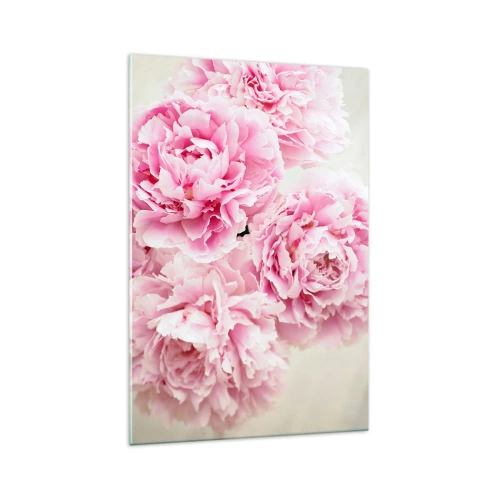 Impression sur verre - Image sur verre - Un bouquet de pivoines roses sur fond clair - 70x100cm - En glamour rose - Décoration murale moderne pour le salon et la chambre ARTTOR