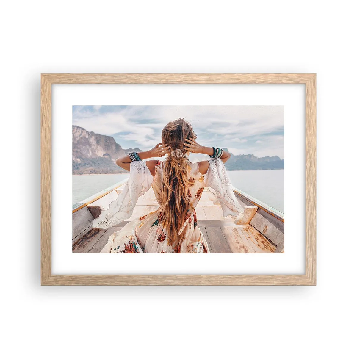 Affiche dans un chêne clair - Poster - En route vers le bonheur - 40x30 cm