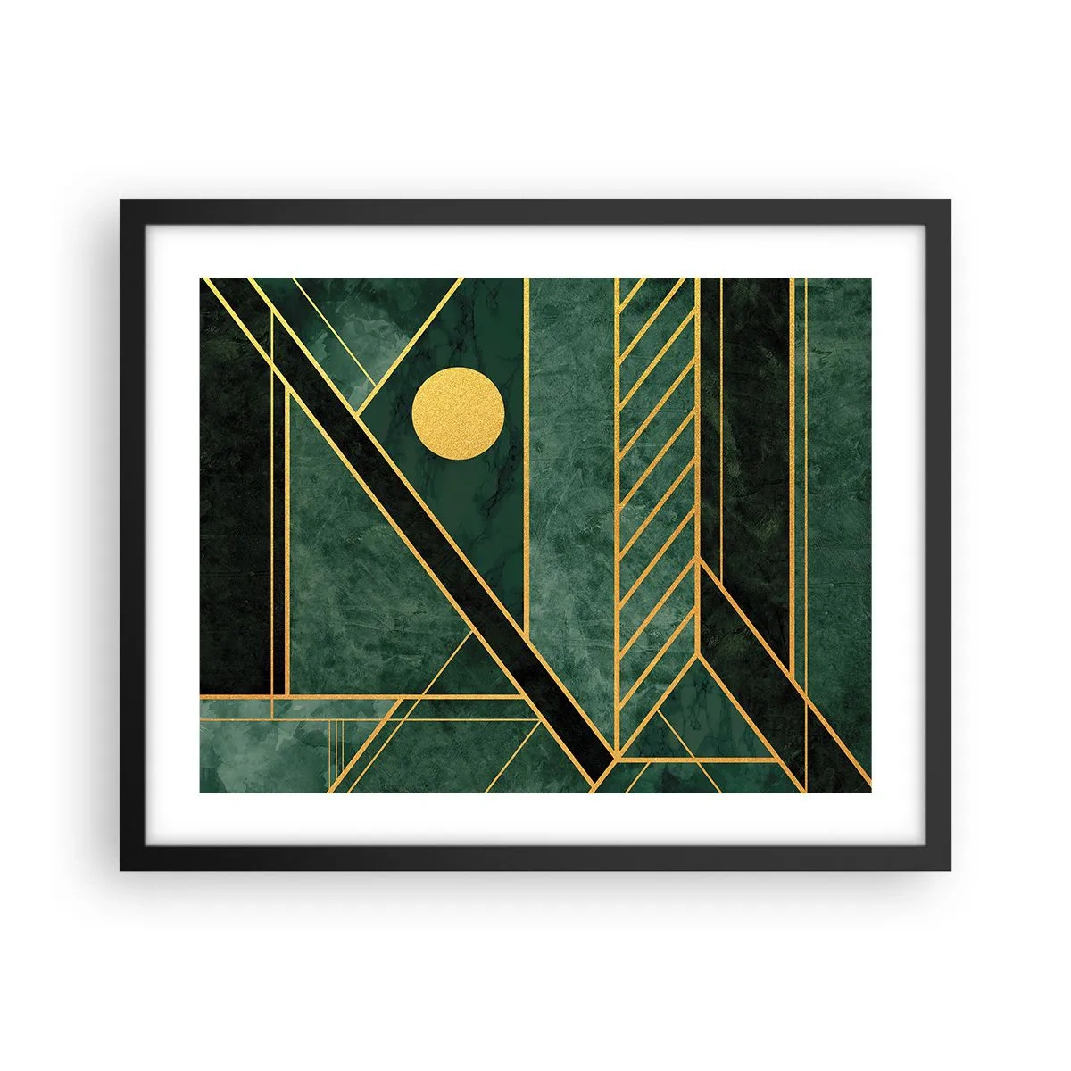 Affiche dans un cadre noir - Poster - Dynamique or et azur - 50x40 cm