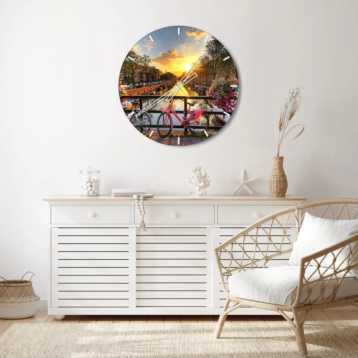 Horloge murale - Pendule murale - Matin de printemps à Amsterdam - 30x30 cm