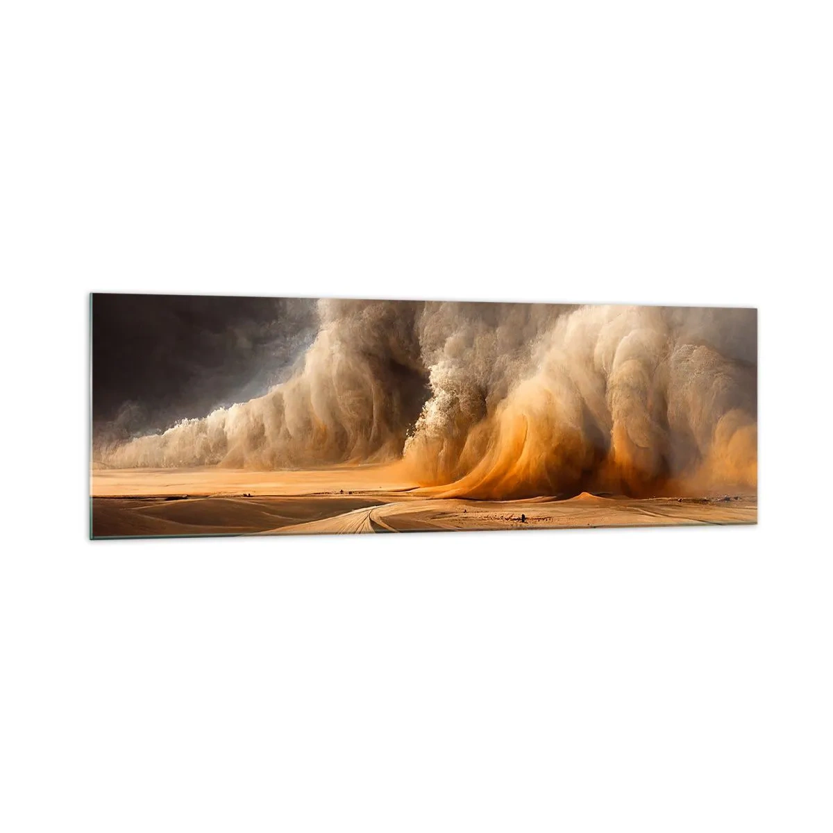 Impression sur verre - Image sur verre - Impressionnante tempête de sable dans le désert - 160x50cm - La colère du désert - Décoration murale moderne pour le salon et la chambre ARTTOR