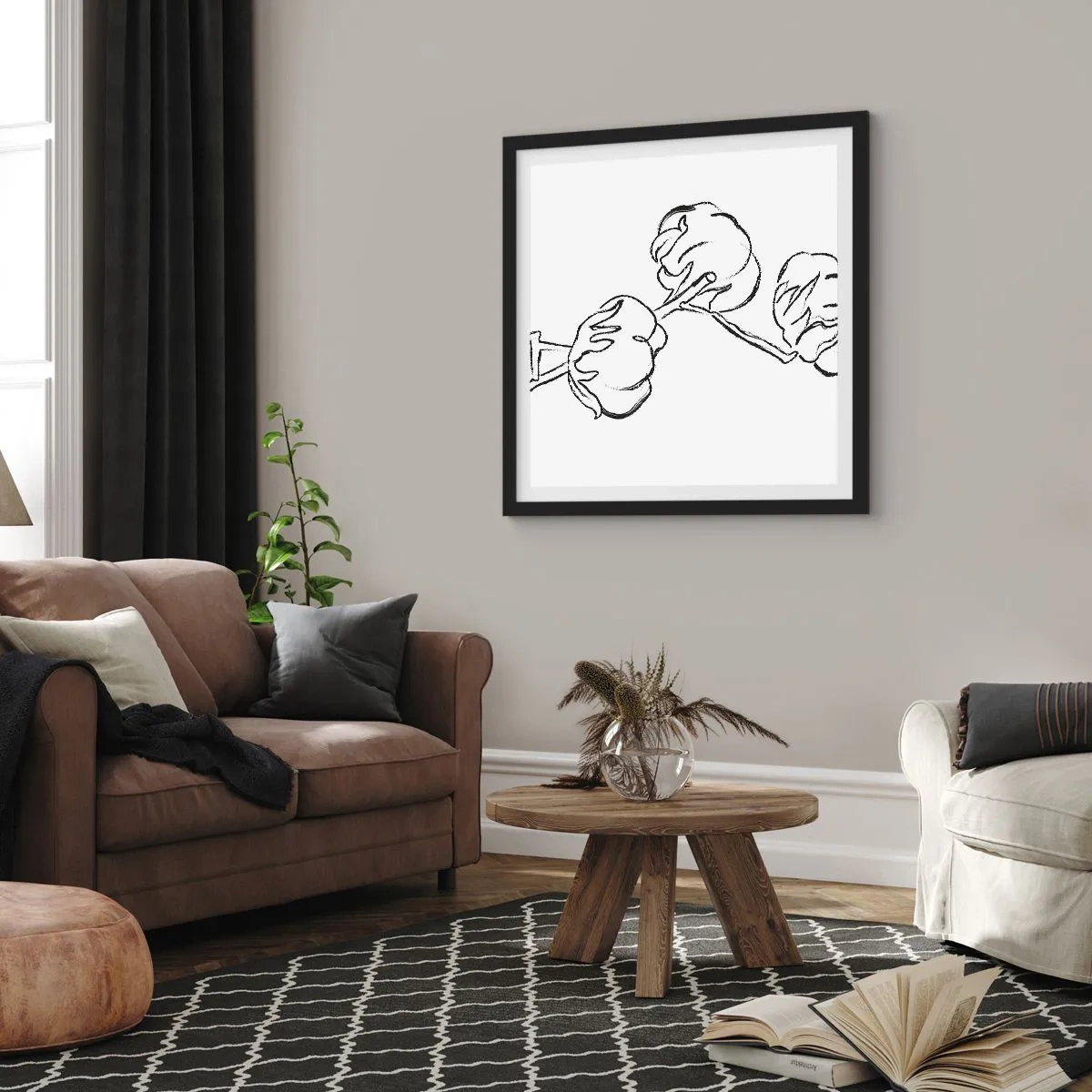 Affiche dans un cadre noir - Poster - Duvet de coton - 40x40 cm