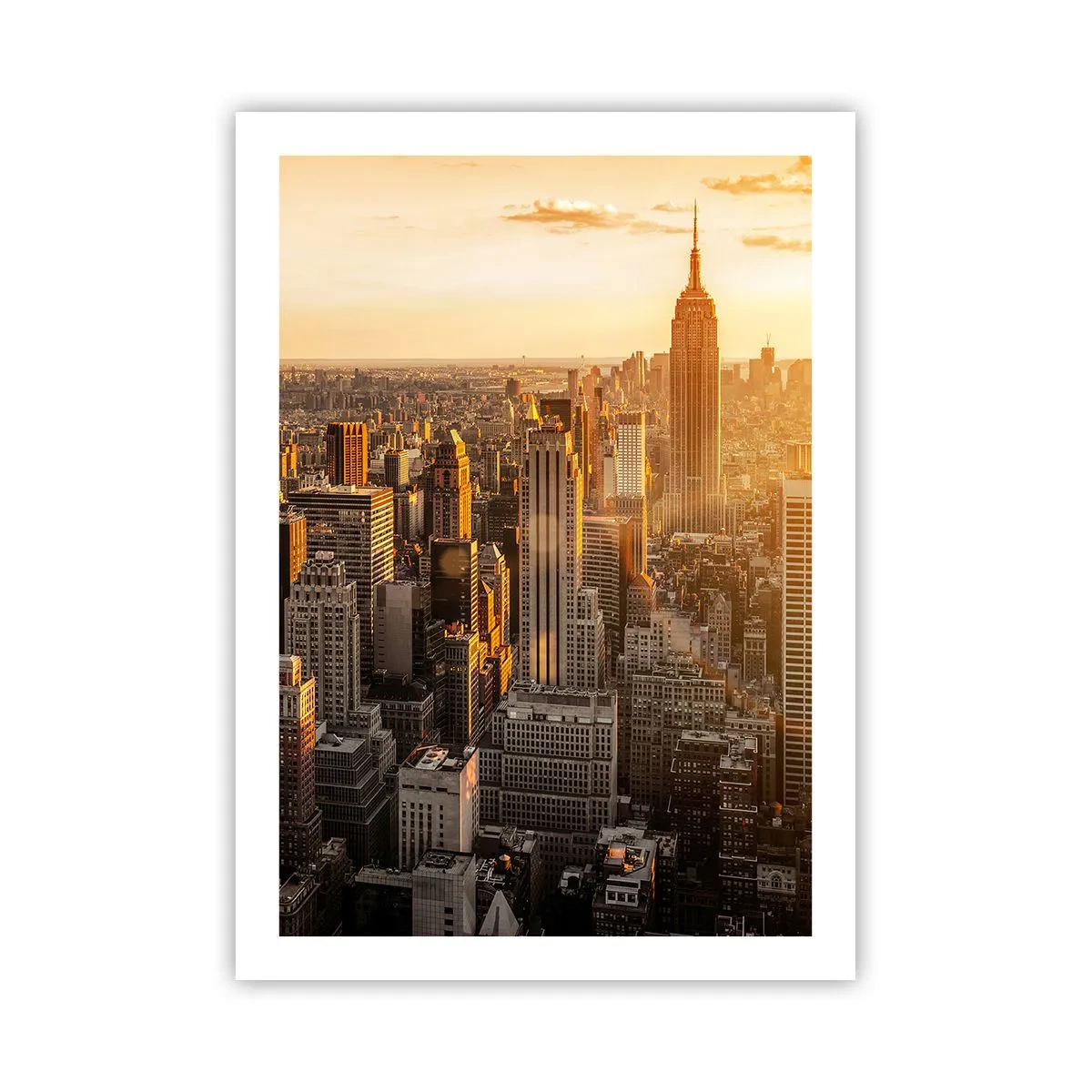 Affiche - Poster - Vue sur Manhattan au coucher du soleil depuis l'Empire State Building - 50x70cm - Grandir au soleil - Décoration murale moderne pour le salon et la chambre ARTTOR