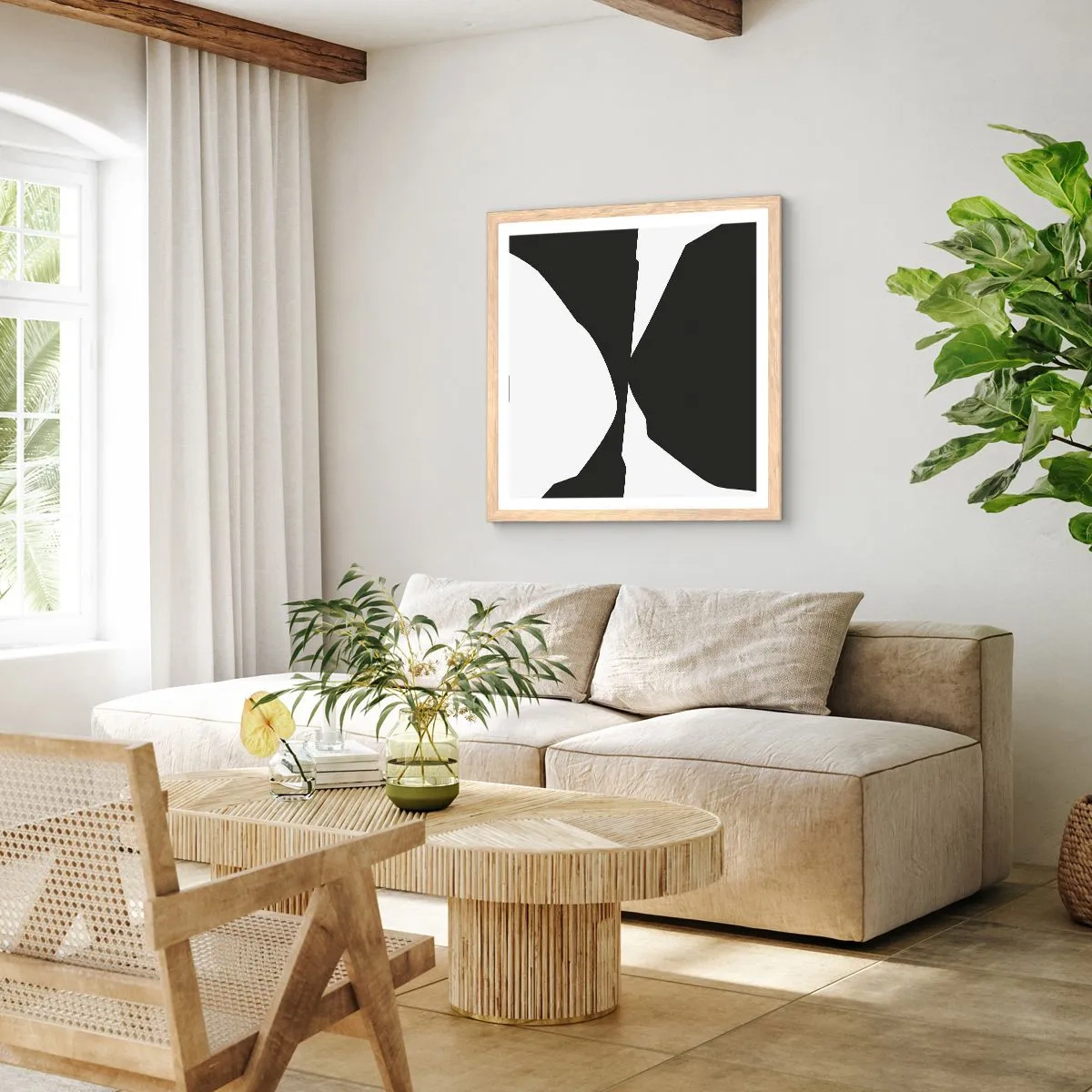 Affiche dans un chêne clair - Poster - Positif négatif - 60x60 cm