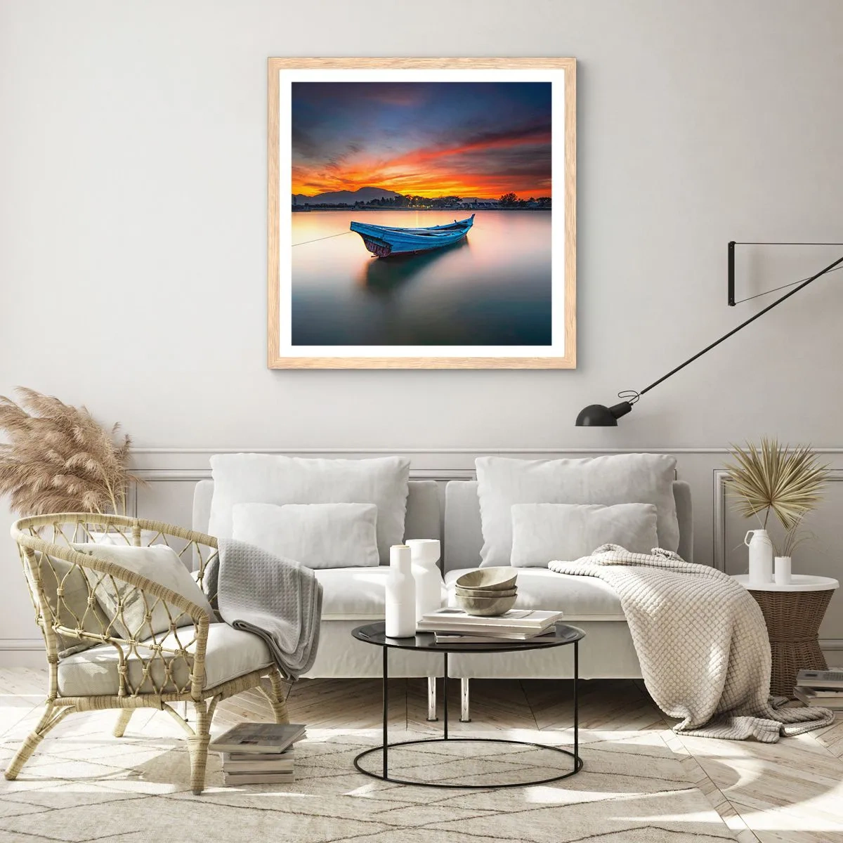 Affiche dans un chêne clair - Poster - Une bonne nuit arrive - 30x30 cm