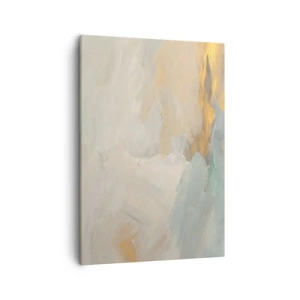 Impression sur toile - Image sur toile - Traits abstraits délicats dans des tons de blanc et d'or - 50x70cm - Abstraction – le pays de la douceur - Décoration murale moderne pour le salon et la chambre ARTTOR