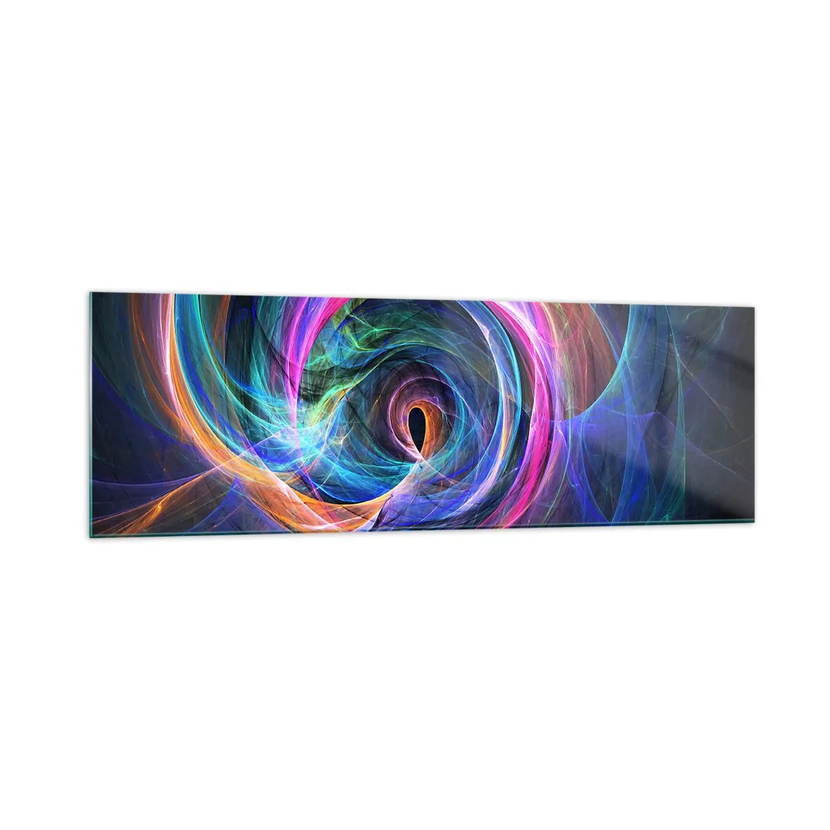 Impression sur verre - Image sur verre - Un tourbillon abstrait de couleurs dans des tons de violet, de rose et de bleu. - 160x50cm - Où m'emmènes-tu ? - Décoration murale moderne pour le salon et la chambre ARTTOR