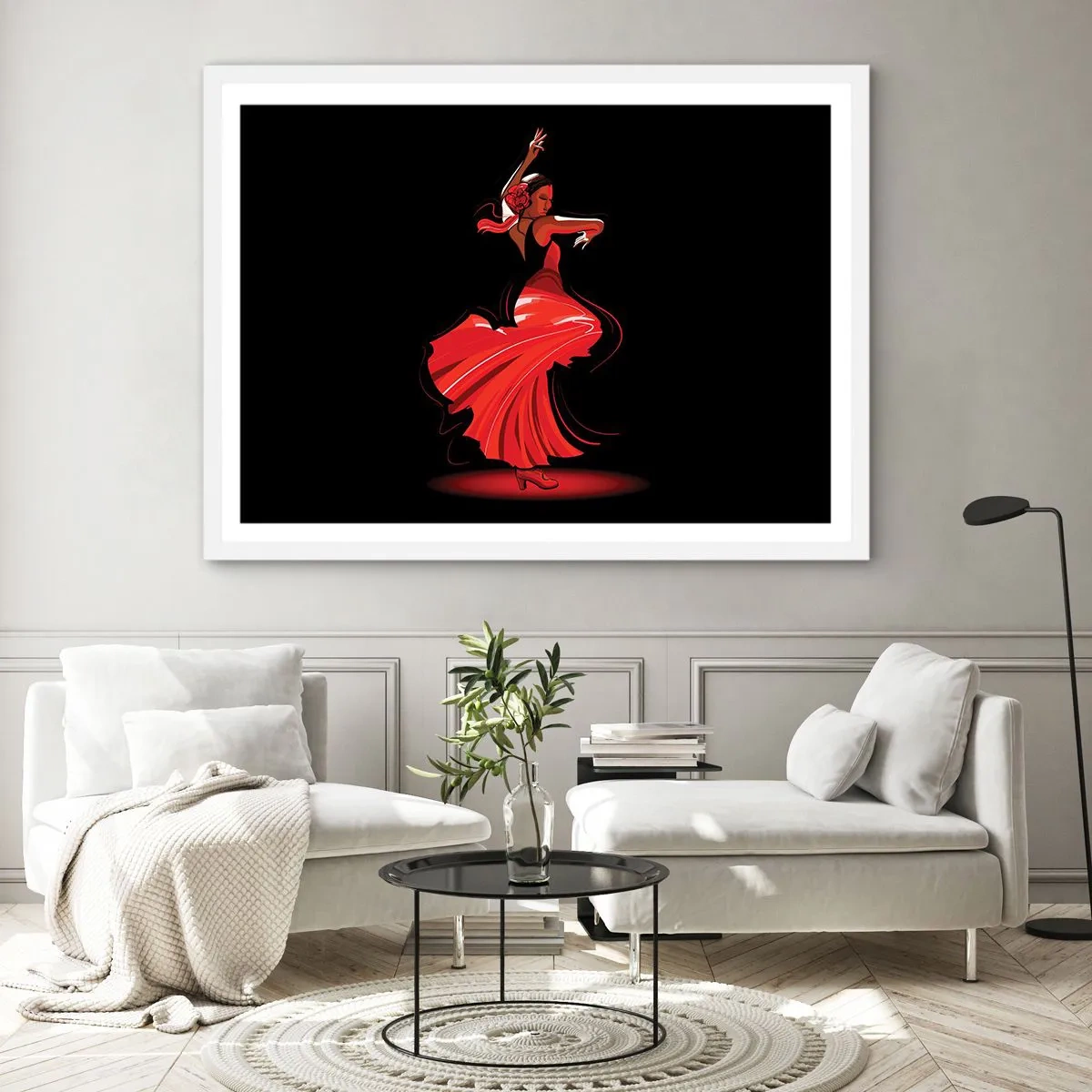 Affiche dans un cadre blanc - Poster - L'esprit fougueux du flamenco - 50x40 cm