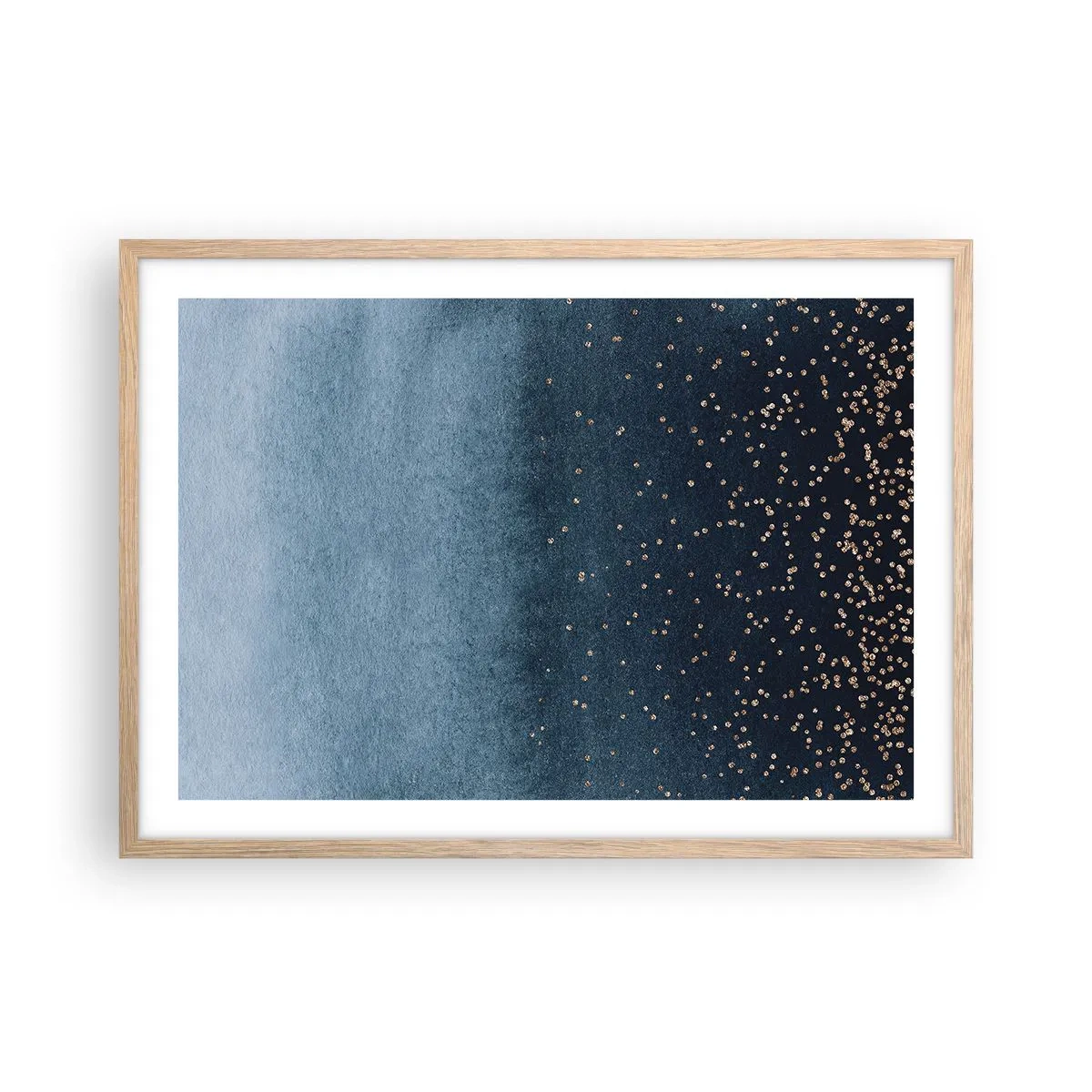 Affiche dans un chêne clair - Poster - Composition - phases bleues - 70x50 cm