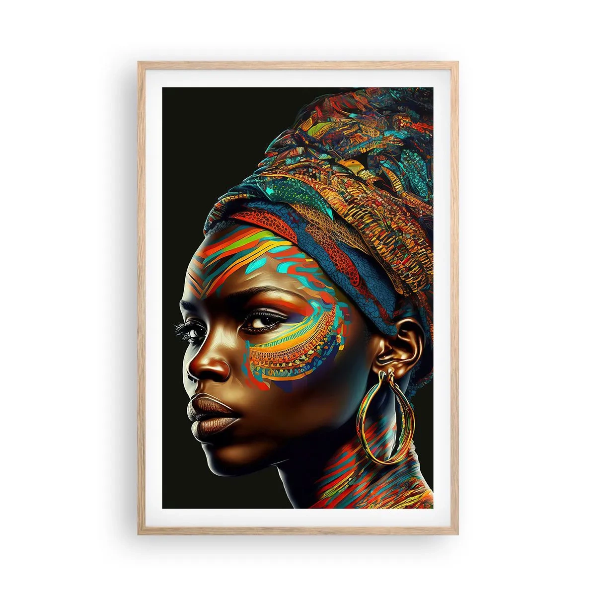 Affiche dans un chêne clair - Poster - reine africaine - 61x91 cm
