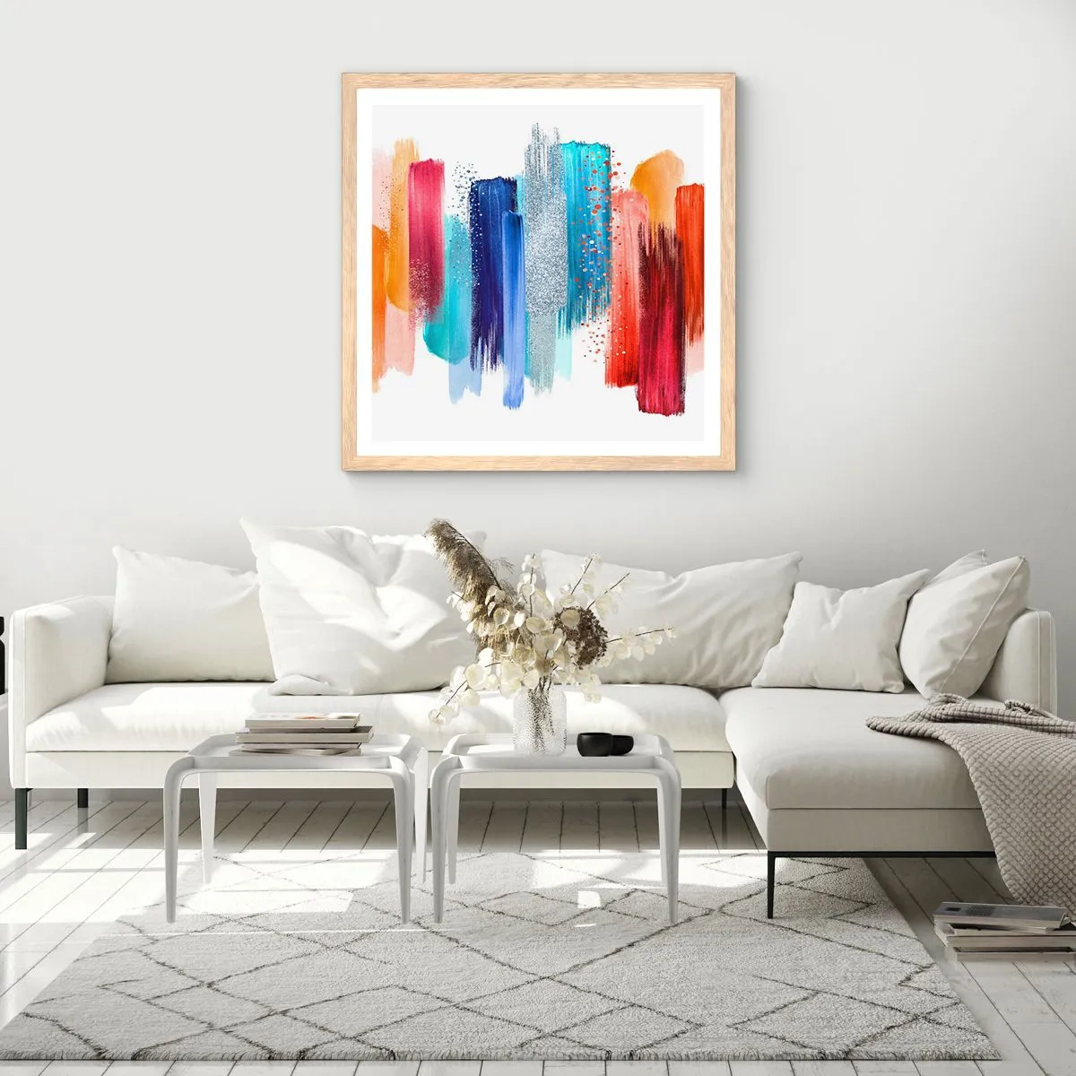 Affiche dans un chêne clair - Poster - En haut et en bas - 40x40 cm