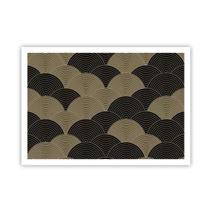 Affiche - Poster - Motif Art Déco avec demi-cercles et lignes dorées - 100x70cm - Unité dans la multiplicité - Décoration murale moderne pour le salon et la chambre ARTTOR