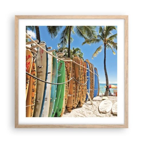Affiche dans un chêne clair - Poster - Jeux ensoleillés - 50x50 cm