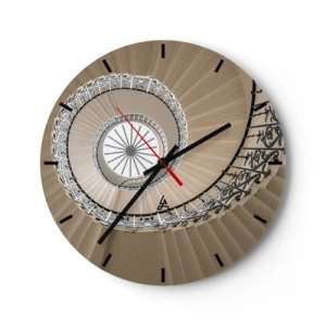 Horloge murale - Pendule murale - Escalier en colimaçon en sépia avec vue vers le haut - 30x30cm - À l'intérieur de la coquille - Décoration murale moderne pour le salon, la cuisine et la chambre ARTTOR