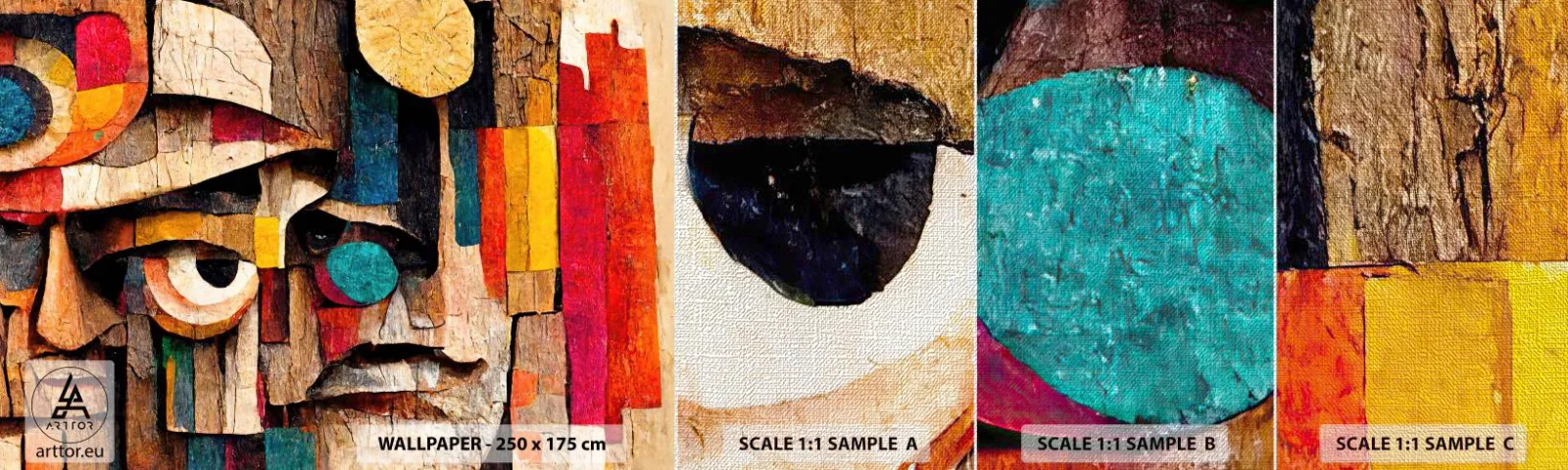 Échantillon de Papier Peint Premium Canvas - Je te vois… - Abstraction, Bois, Sculpture - 100x30 cm