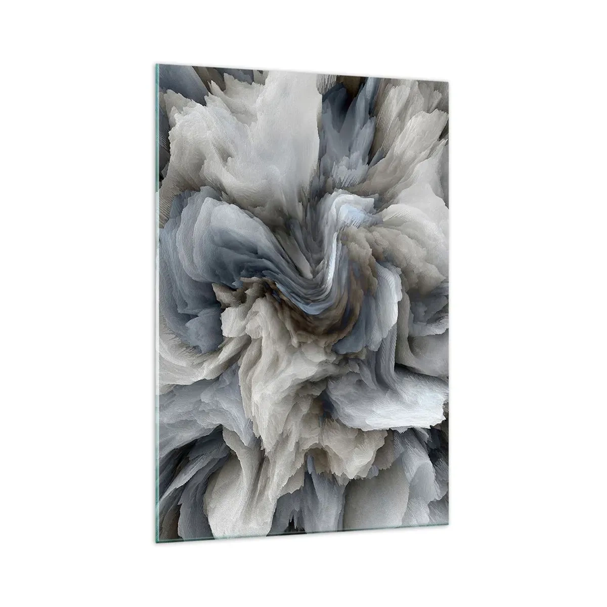 Impression sur verre - Image sur verre - Tourbillon abstrait dans les tons de gris et de bleu - 70x100cm - Pierre et fleur - Décoration murale moderne pour le salon et la chambre ARTTOR