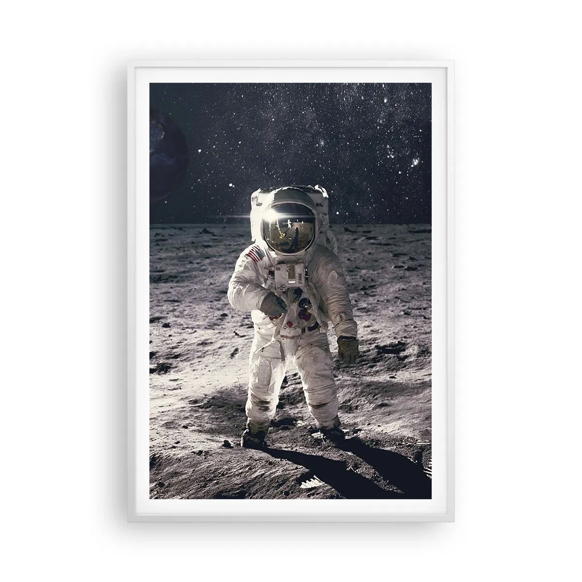 Affiche dans un cadre blanc - Poster - Salutations de la lune - 70x100 cm