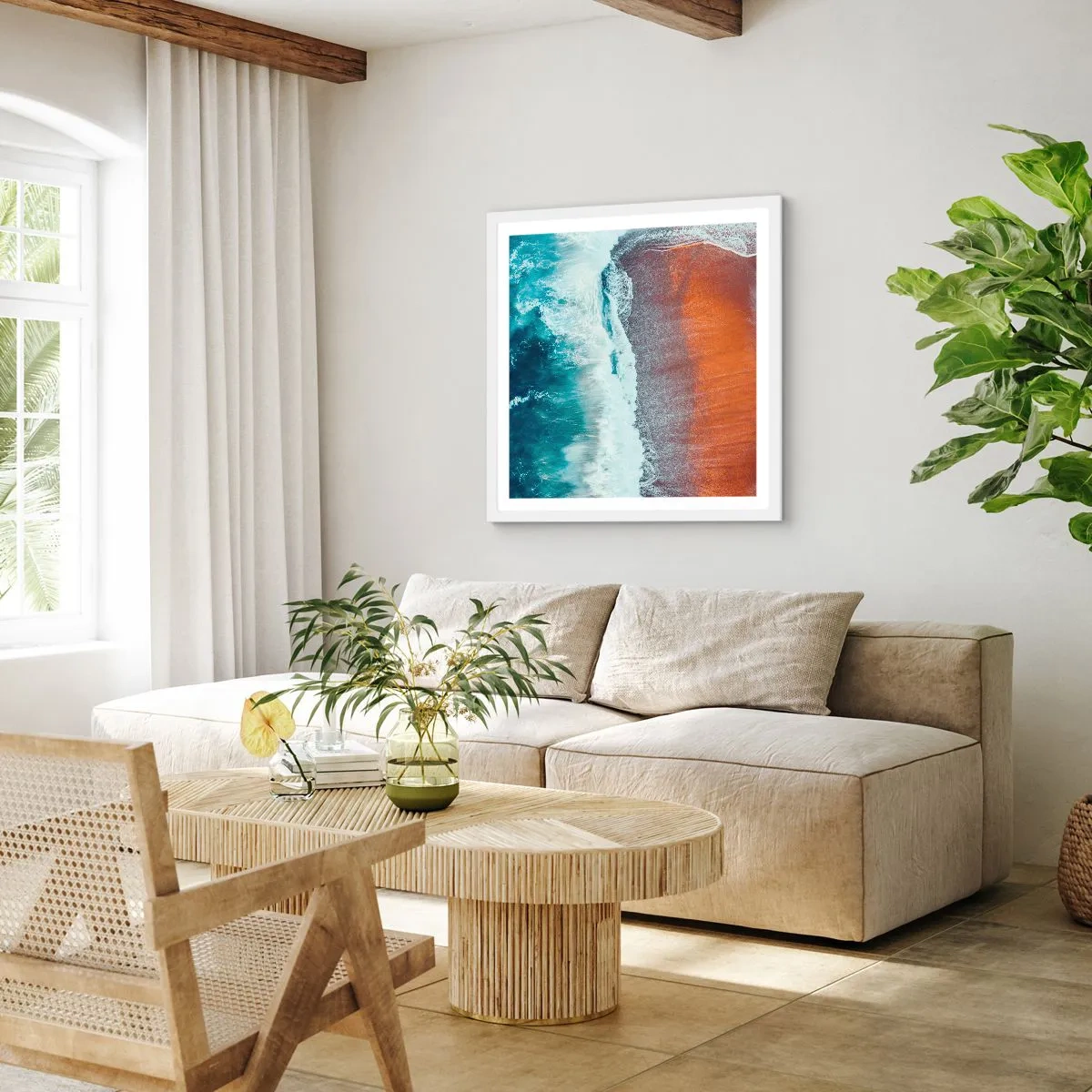 Affiche dans un cadre blanc - Poster - Caresse de l'océan - 30x30 cm