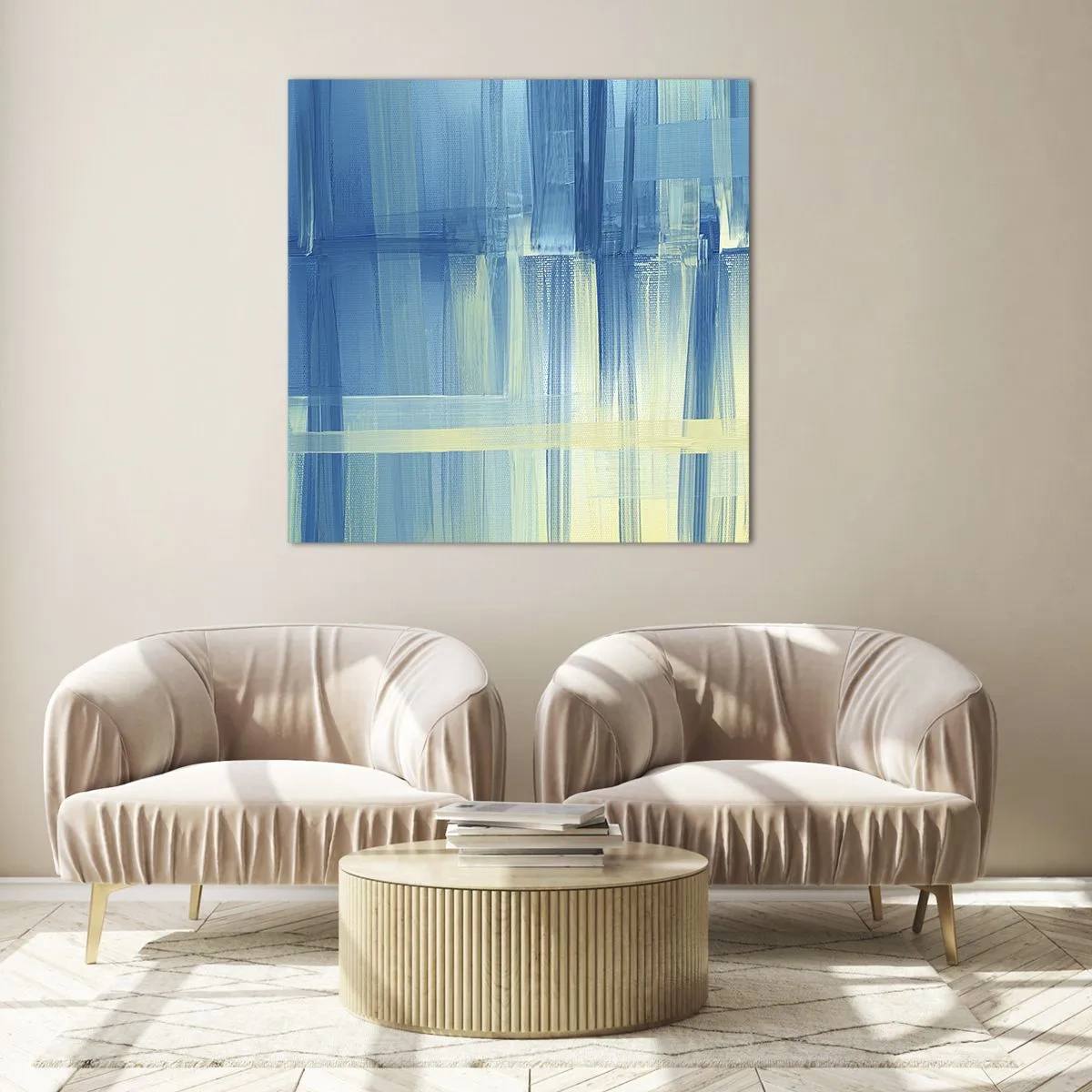 Impression sur verre - Image sur verre - Composition en turquoise - 30x30 cm