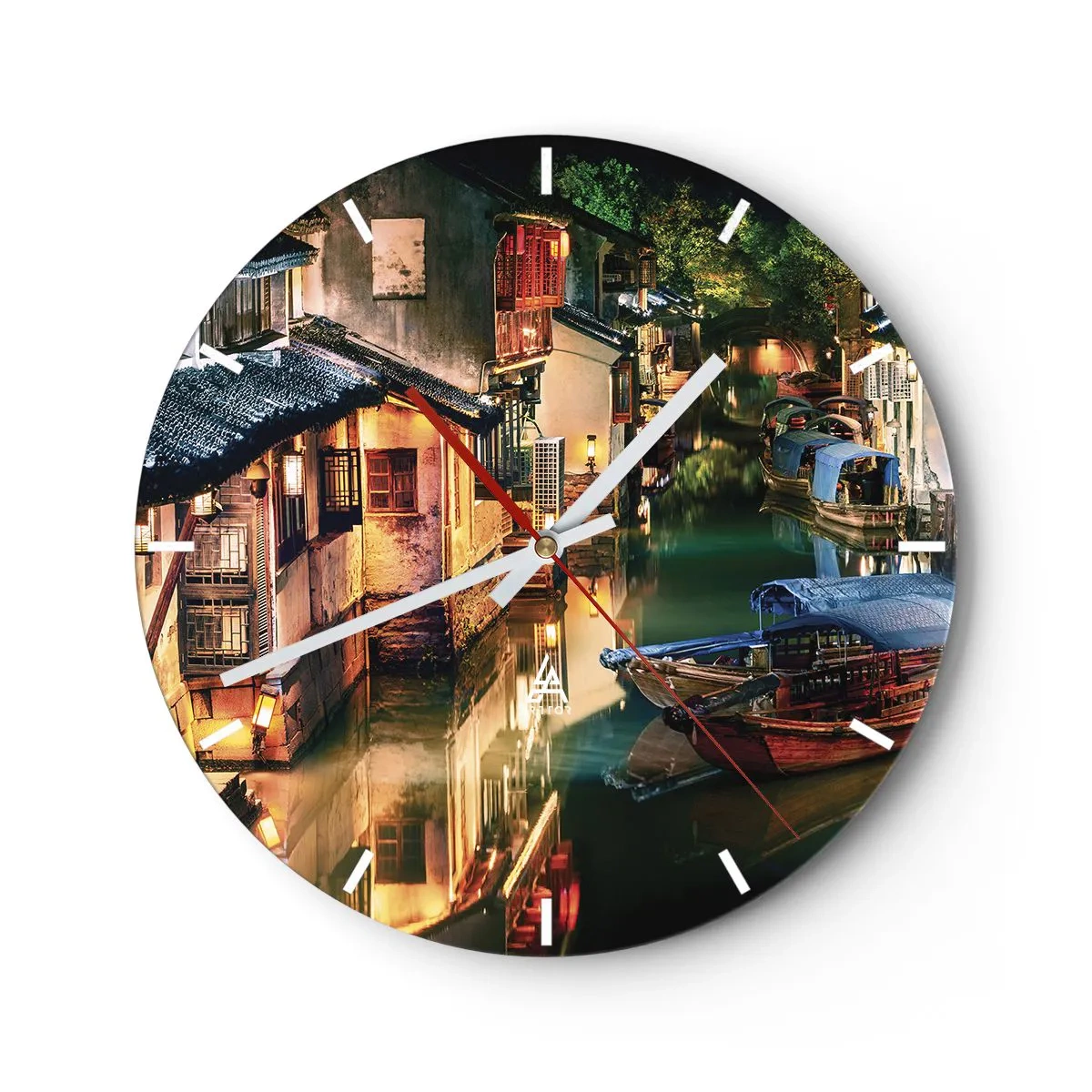Horloge murale - Pendule murale - Soirée dans une rue chinoise - 40x40 cm