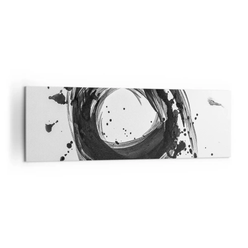 Impression sur toile - Image sur toile - Abstraction noire en forme de cercle sur fond blanc - 160x50cm - Le tourbillon de la création - Décoration murale moderne pour le salon et la chambre ARTTOR