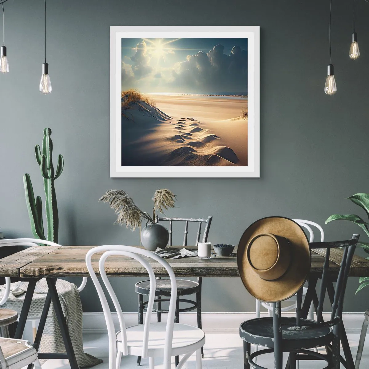 Affiche dans un cadre blanc - Poster - Un paysage apaisant - 60x60 cm