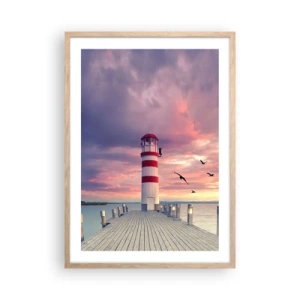 Affiche dans un chêne clair - Poster - C'est l'heure d'aller au port - 50x70 cm