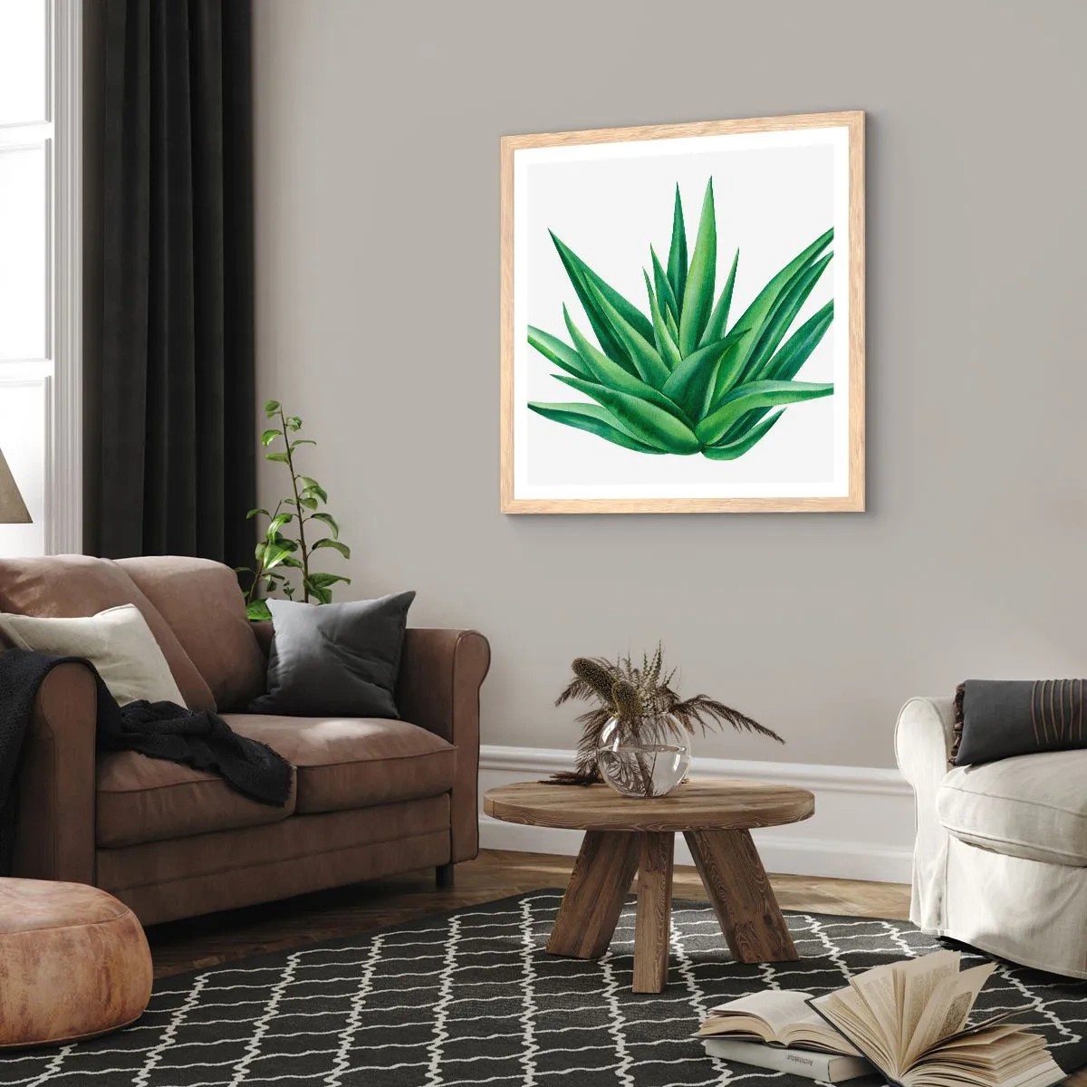 Affiche dans un chêne clair - Poster - Vert – force – vie - 60x60 cm