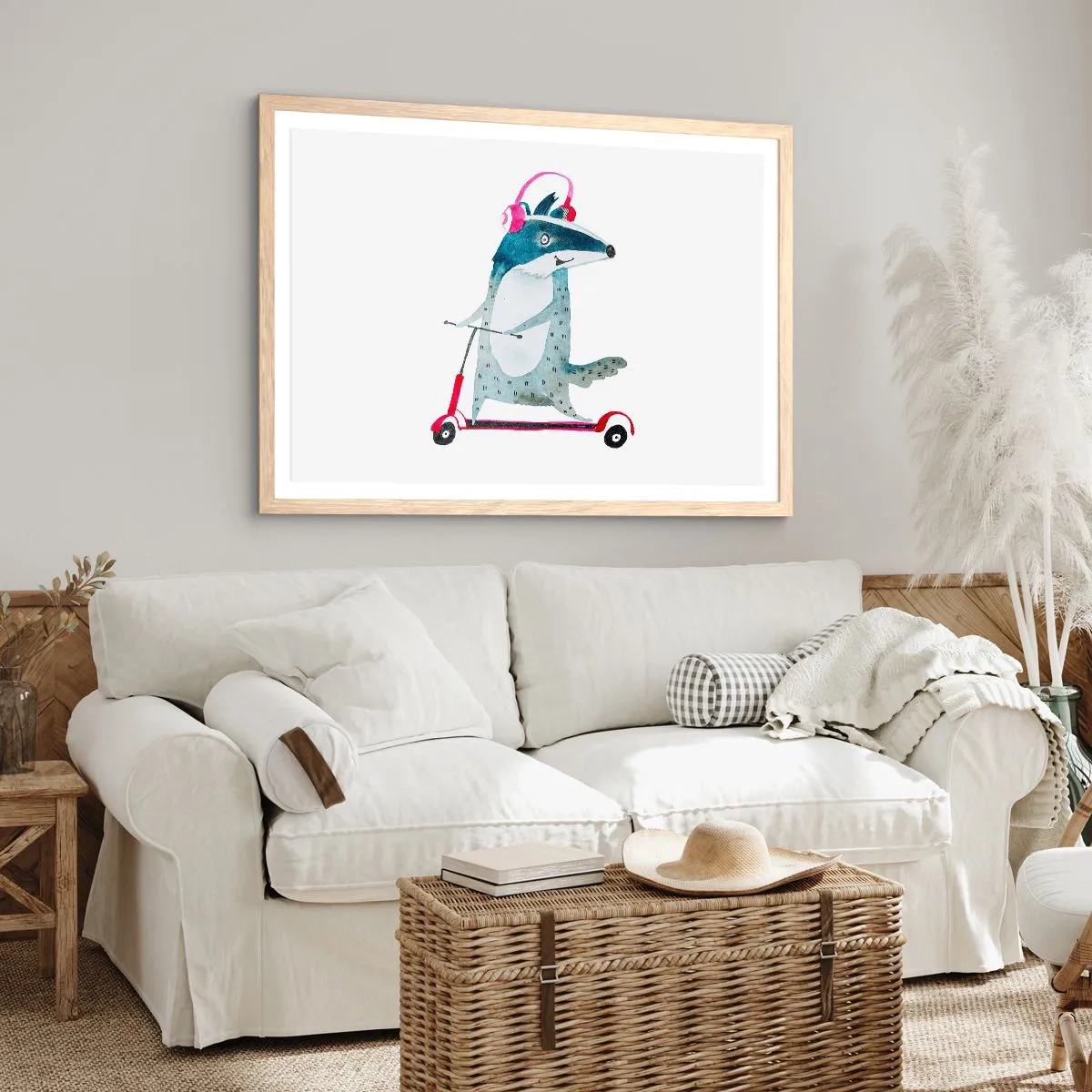 Affiche dans un chêne clair - Poster - La joie du blaireau - 91x61 cm