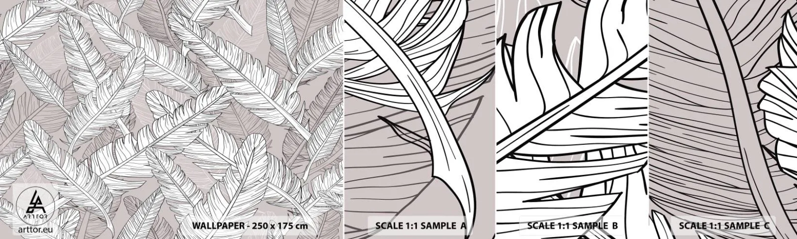 Échantillon de Papier Peint Autocollant Deluxe Sticker - Un tourbillon de plumes - Abstraction, Plume d'oiseau, Graphique - 100x30 cm