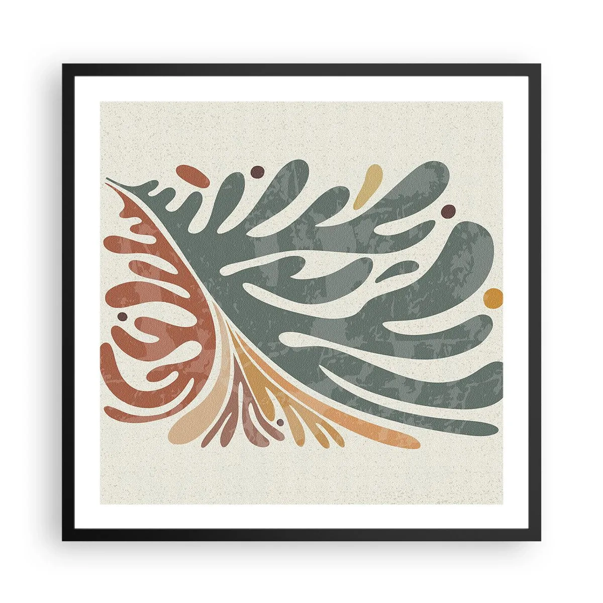 Affiche dans un cadre noir - Poster - Feuille multicolore - 60x60 cm