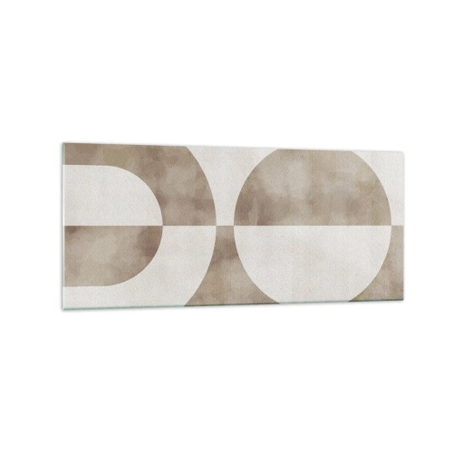 Impression sur verre - Image sur verre - Une peinture abstraite dans les tons beiges avec des formes géométriques et de la symétrie. - 120x50cm - Similitudes et différences - Décoration murale moderne pour le salon et la chambre ARTTOR