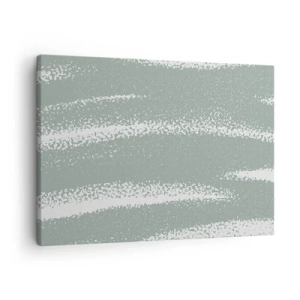 Impression sur toile - Image sur toile - Vagues d'hiver dans les tons menthe et blanc - 70x50cm - Abstraction dans un climat hivernal - Décoration murale moderne pour le salon et la chambre ARTTOR