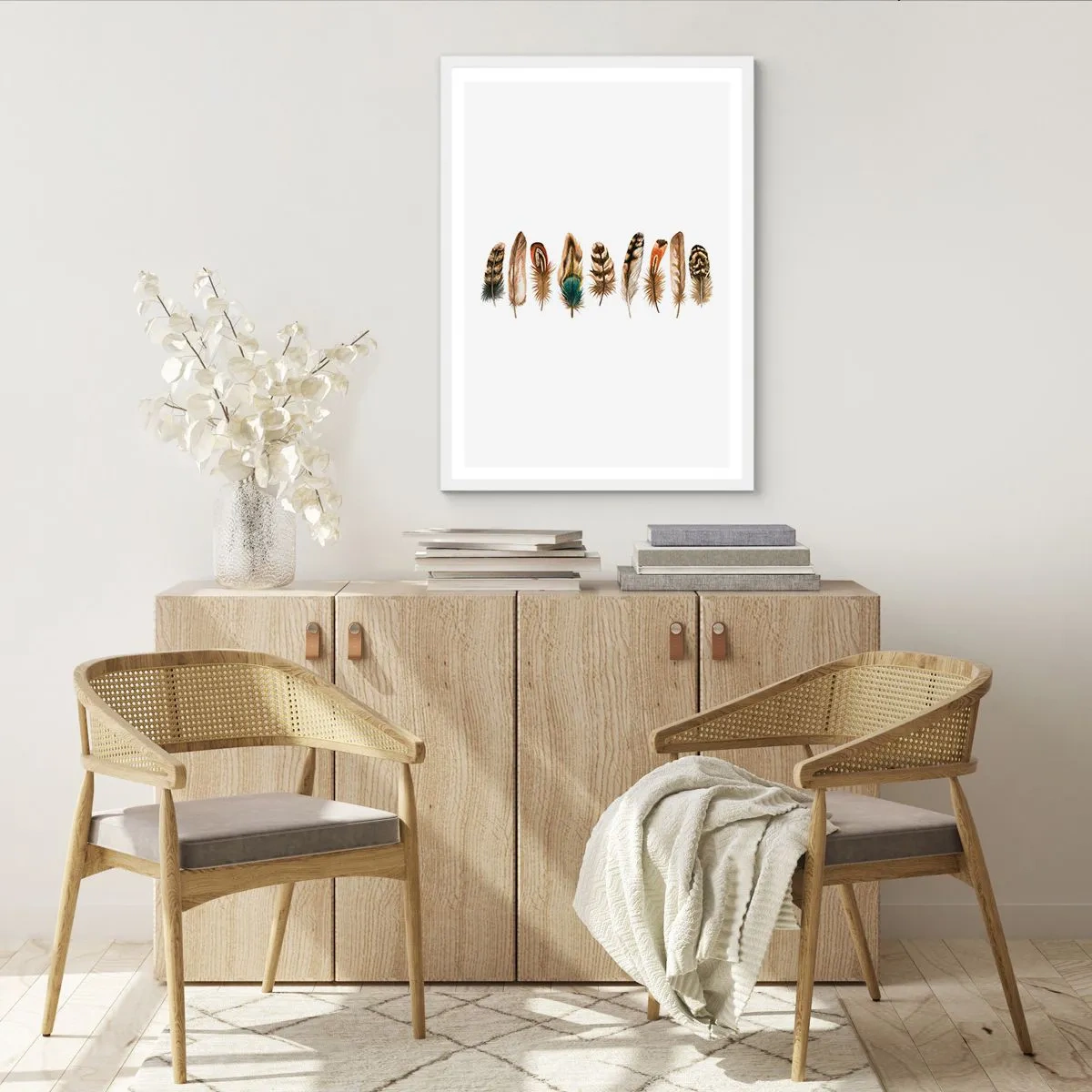 Affiche dans un cadre blanc - Poster - Variation à plumes - 50x70 cm