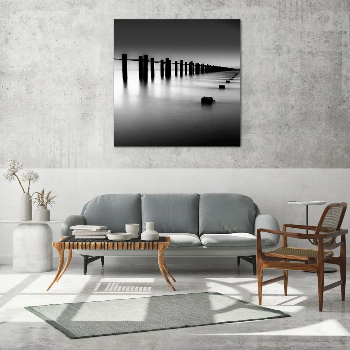 Impression sur verre - Image sur verre - Distance grise dans le brouillard - 40x40 cm