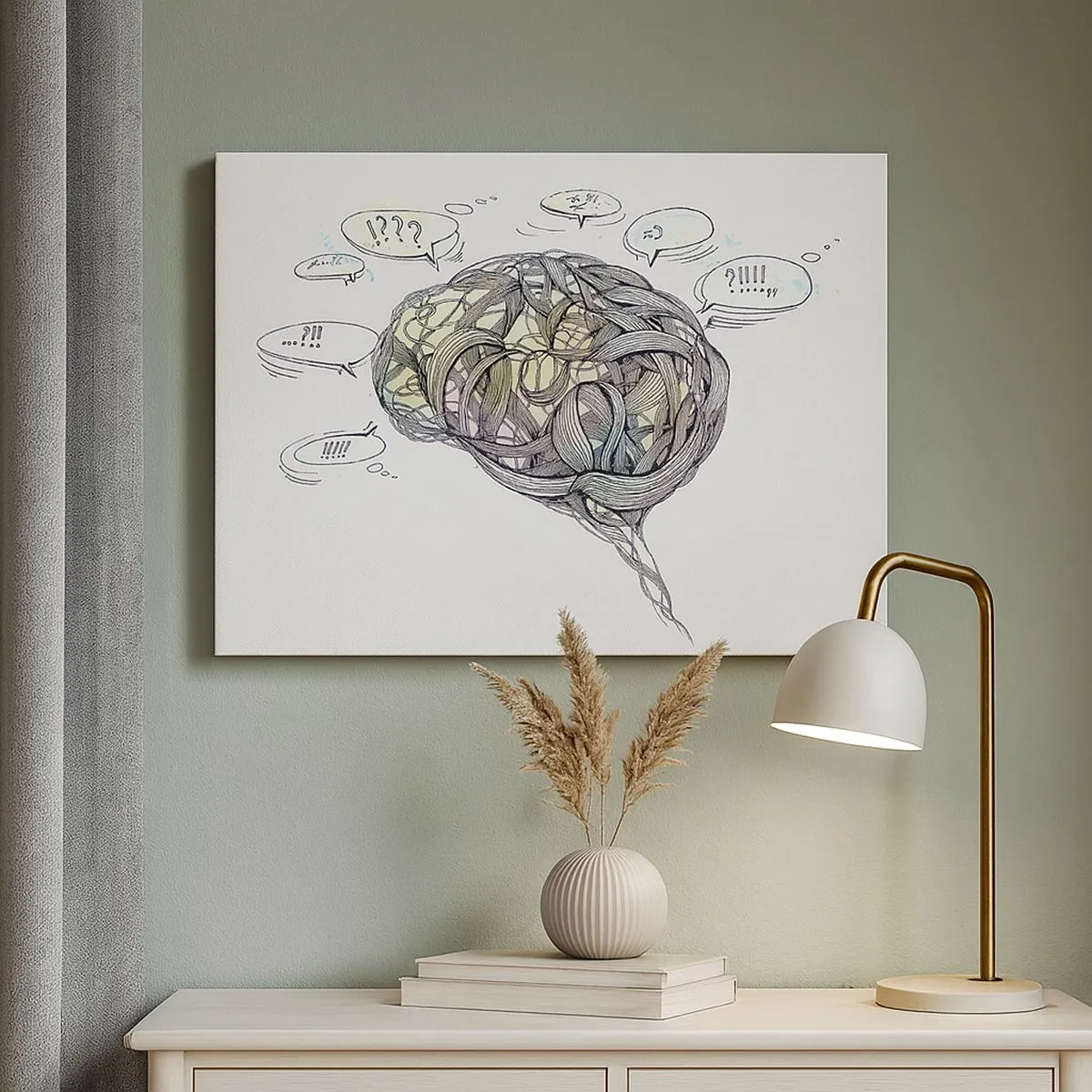 Impression sur toile - Image sur toile - Une vision artistique du cerveau avec des éléments colorés - 70x50cm - L'homme - un grand mystère - Décoration murale moderne pour le salon et la chambre ARTTOR