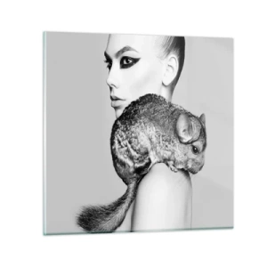 Impression sur verre - Image sur verre - Dame au chinchilla - 60x60 cm