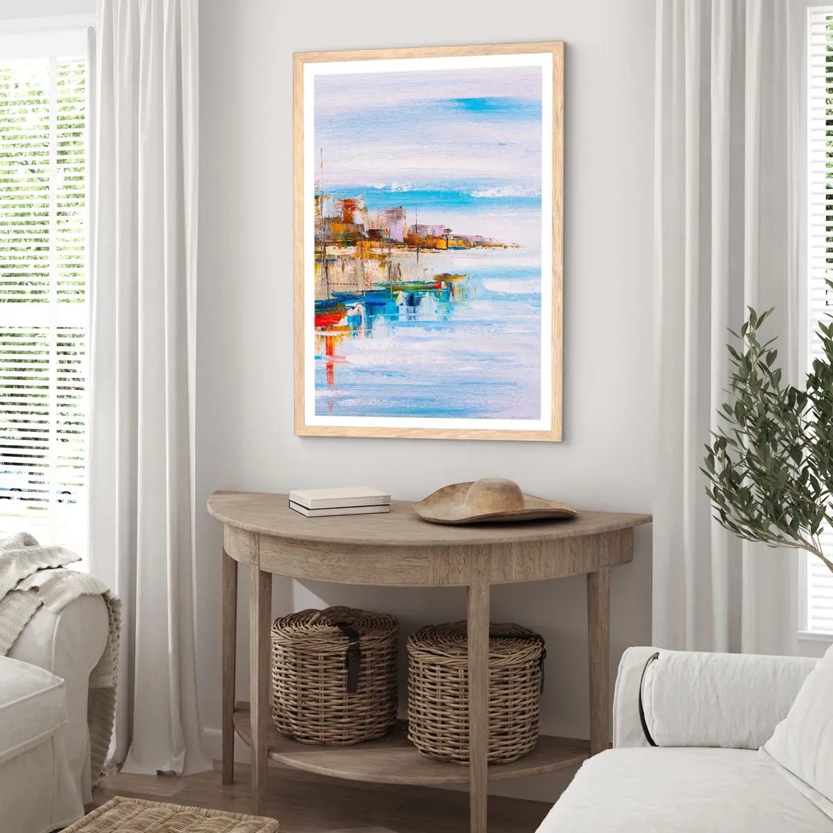 Affiche dans un chêne clair - Poster - Un havre urbain multicolore - 61x91 cm