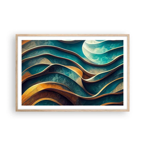 Affiche dans un chêne clair - Poster - Méandres de bleu - 91x61 cm