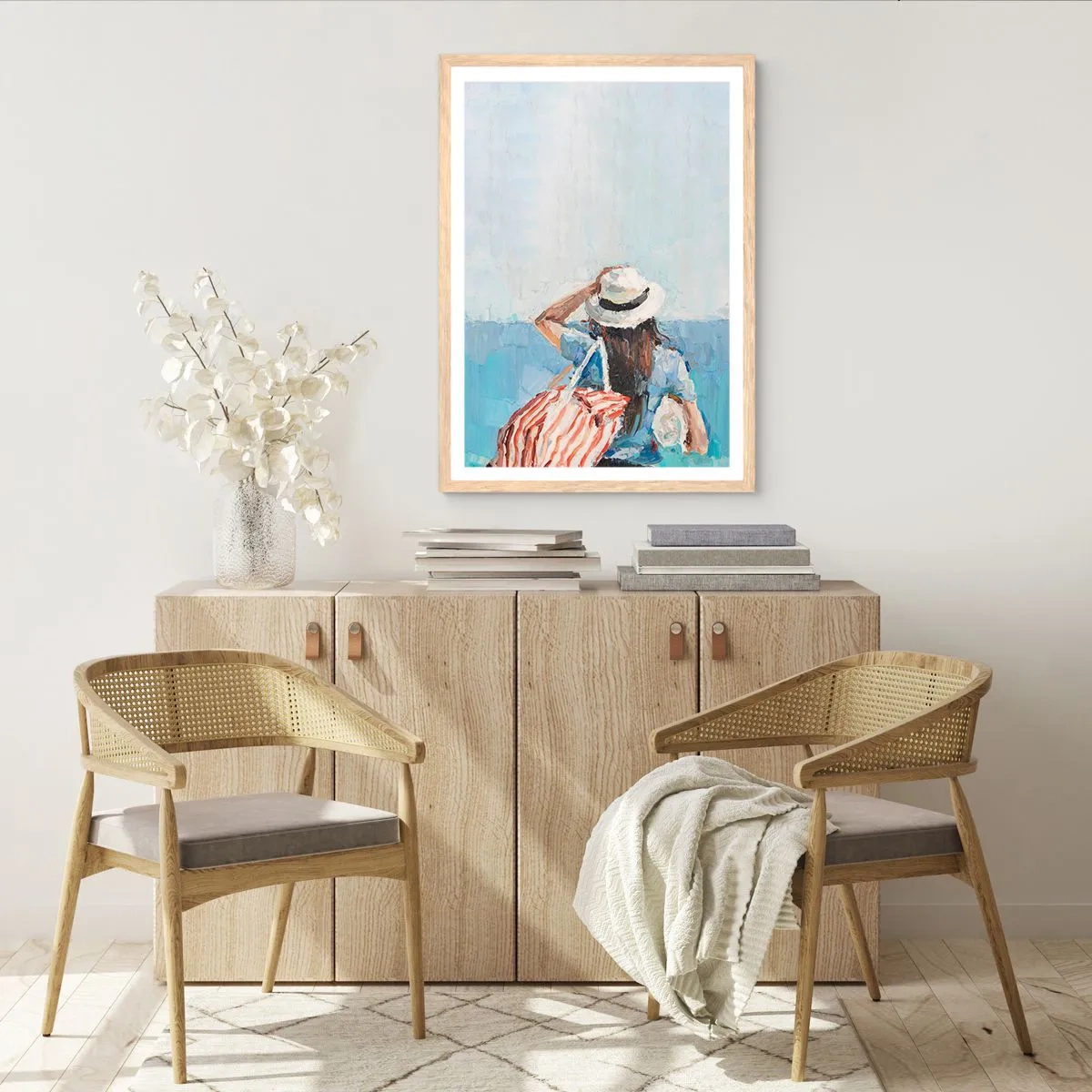 Affiche dans un chêne clair - Poster - Bienvenue à vos vacances - 30x40 cm