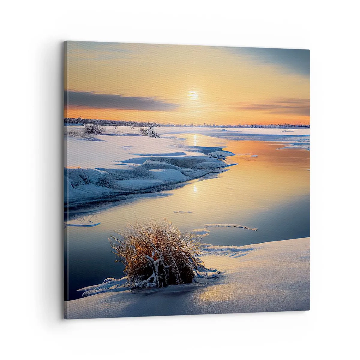 Impression sur toile - Image sur toile - Coucher de soleil d'hiver - 60x60 cm
