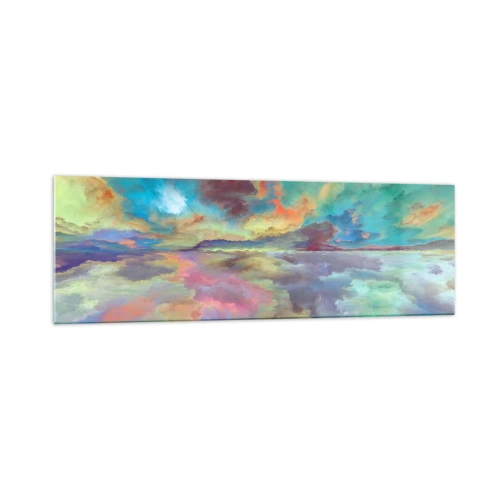Impression sur verre - Image sur verre - Paysage de nuages colorés dans un style abstrait - 160x50cm - Deux paradis - Décoration murale moderne pour le salon et la chambre ARTTOR