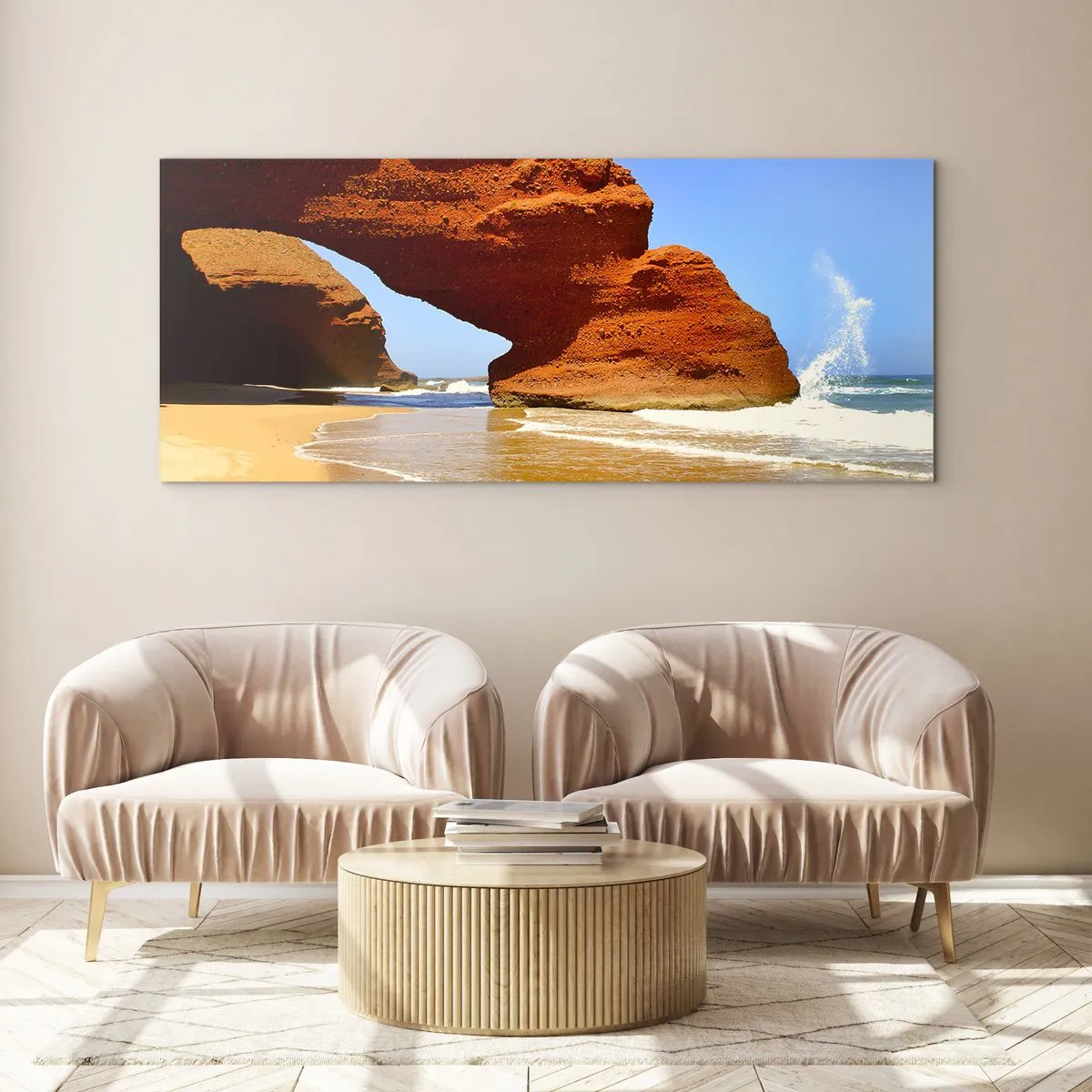 Impression sur verre - Image sur verre - L'eau et le vent depuis des milliers d'années - 90x30 cm